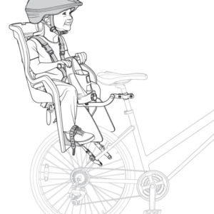 Child-in-a-Bike-Seat A line art illustration that shows a child in a bike seat