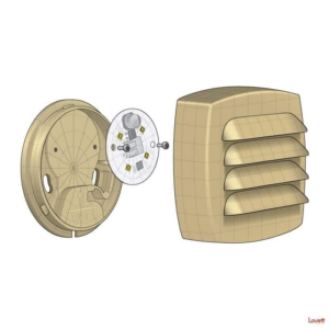 Small-Outdoor-Light-Diffuser An exploded view technical illustration that shows the parts of a small outdoor light with a diffuser