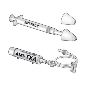 A medical illustration that show different types of medicine injectors