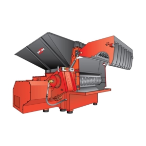 Weima-WLK15-Shredder A technical illustration that shows a shredding machine open