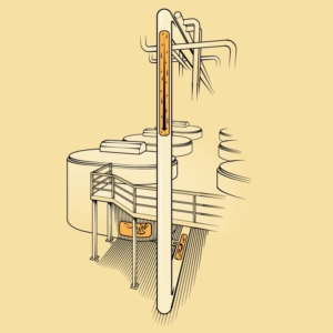 Tillamook Window 1 Milk Pipes An editorial illustration of the Milk Pipes in Tillamook's cheese making process