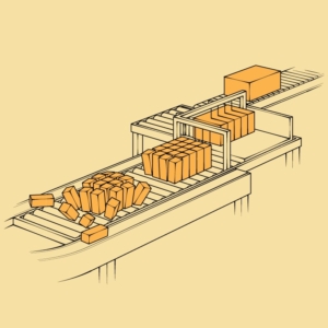Tillamook-Window-11-The-Cutter An editorial illustration of the cheese Cutter in Tillamook's cheese making process