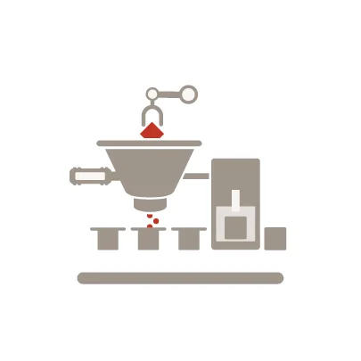 Icon representing industrial machinery, manufacturing equipment, and assembly processes.