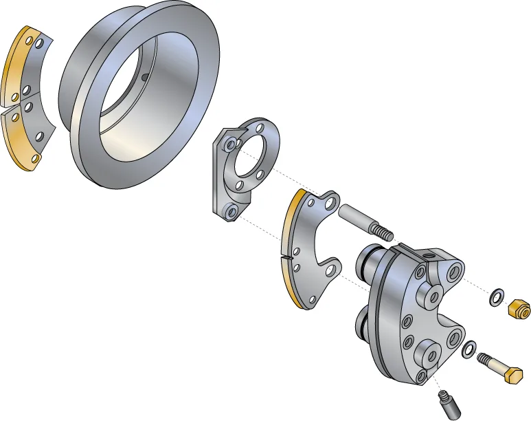 Exploded view technical illustration of a Cleveland aircraft brake assembly showing components and fasteners.
