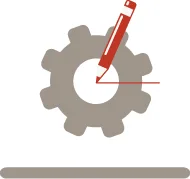 Custom illustration services icon with gear and pencil representing technical illustration and visual communication.