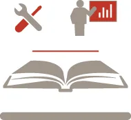Icon representing multi-use technical documentation including manuals, training materials, maintenance documentation, and product communication.