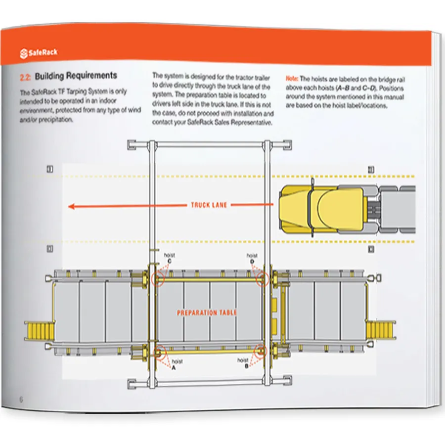 Owner's manual page featuring technical illustrations, safety requirements, and equipment operation instructions.