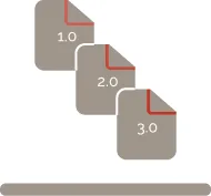 Structured communication icon illustrating an organized step-by-step documentation process.